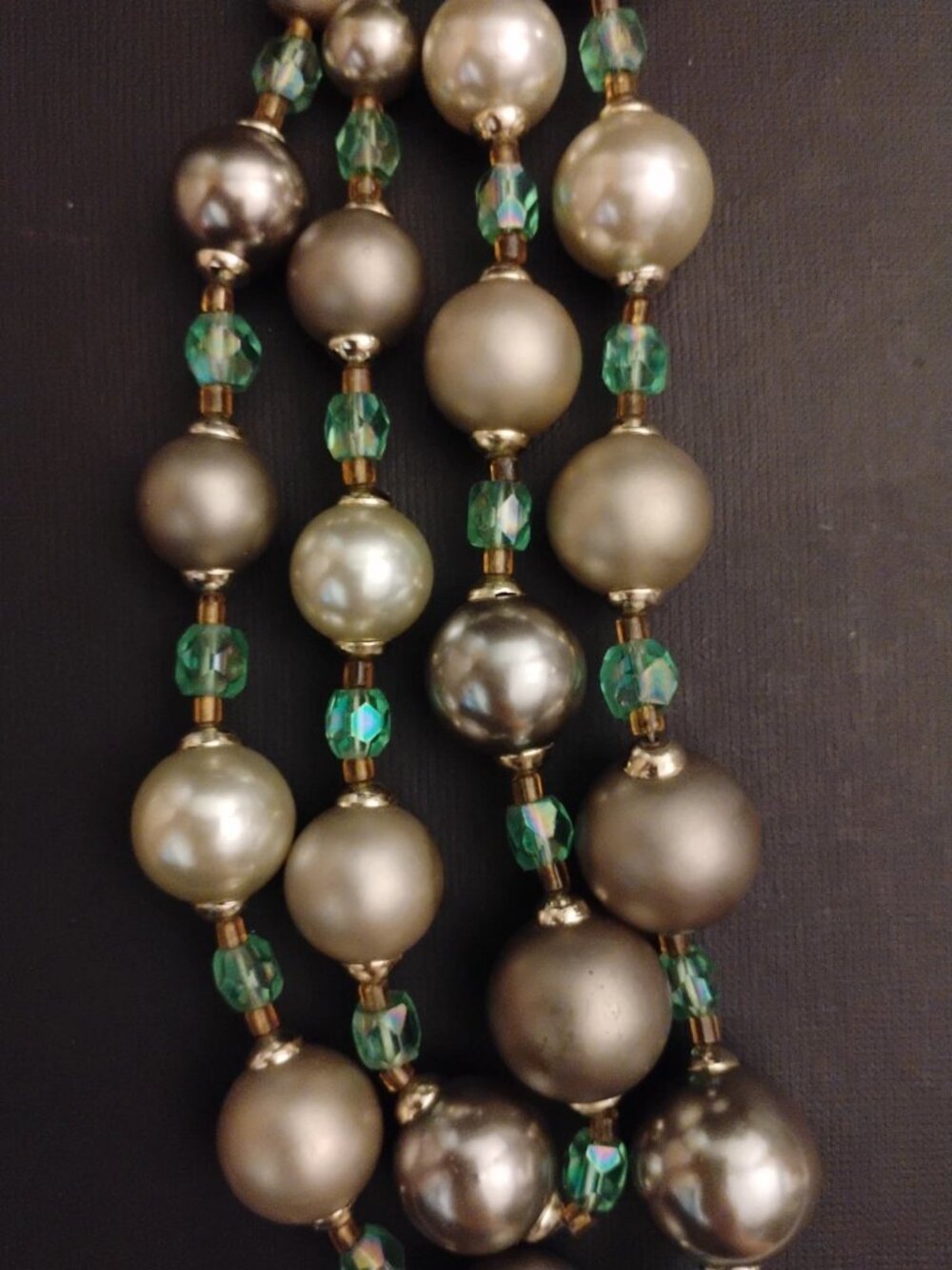 Beaded Gold Sterling Silver Jade Emerald Necklace